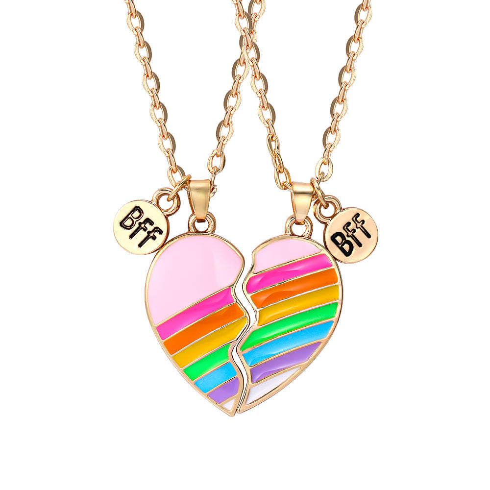 Friend Metal Dripping Colored Loving Heart Necklaces