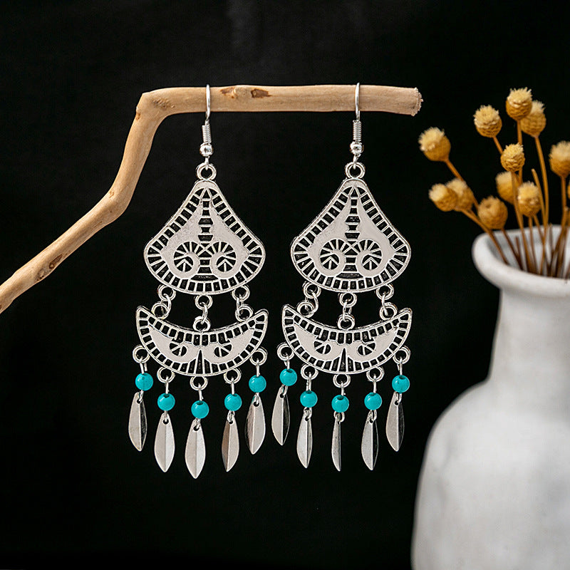 Tassel Turquoise Retro Minority Ethnic Style Earrings