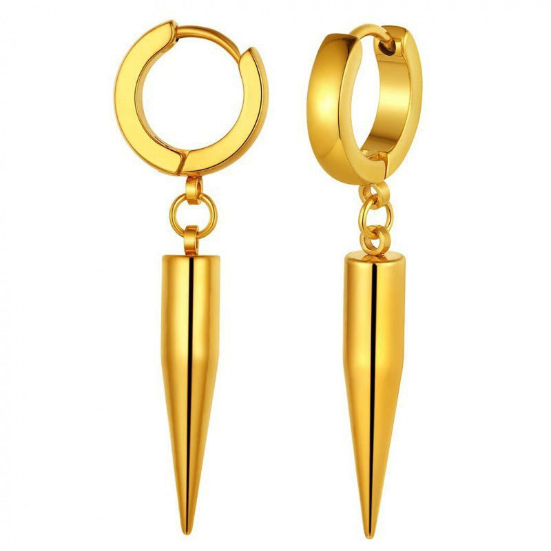 Men's Korean Style Titanium Steel Vintage Round Bullet Stainless Ear Buckle