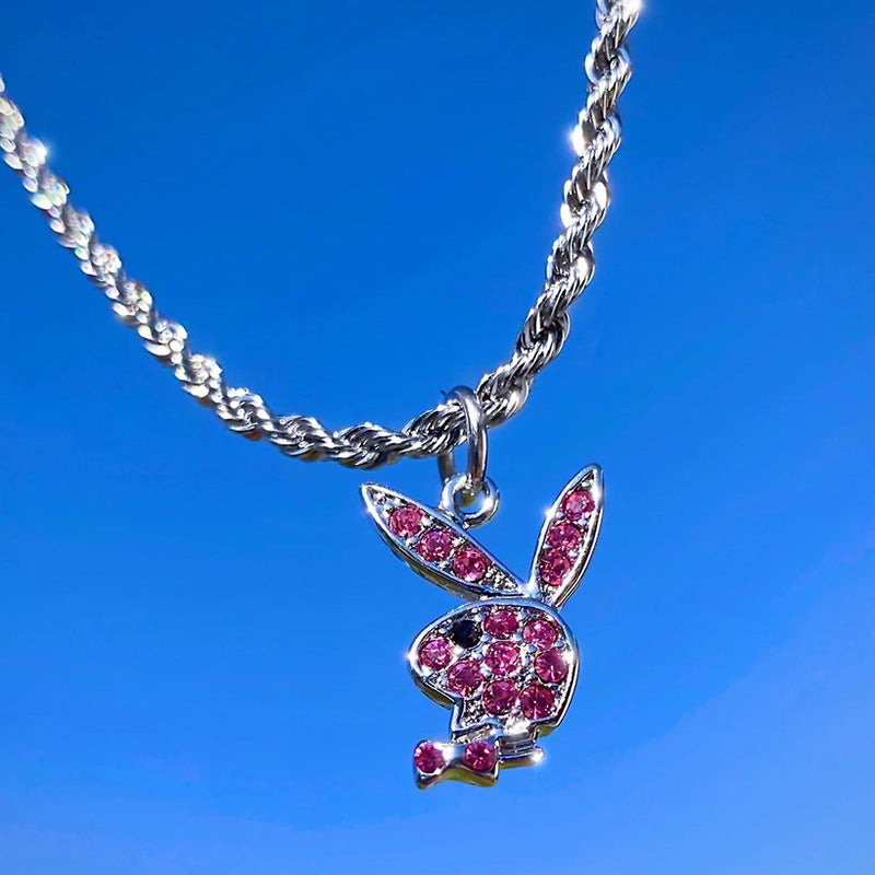 Colliers en diamant de style personnalisé pour femmes, lapin mignon de dessin animé