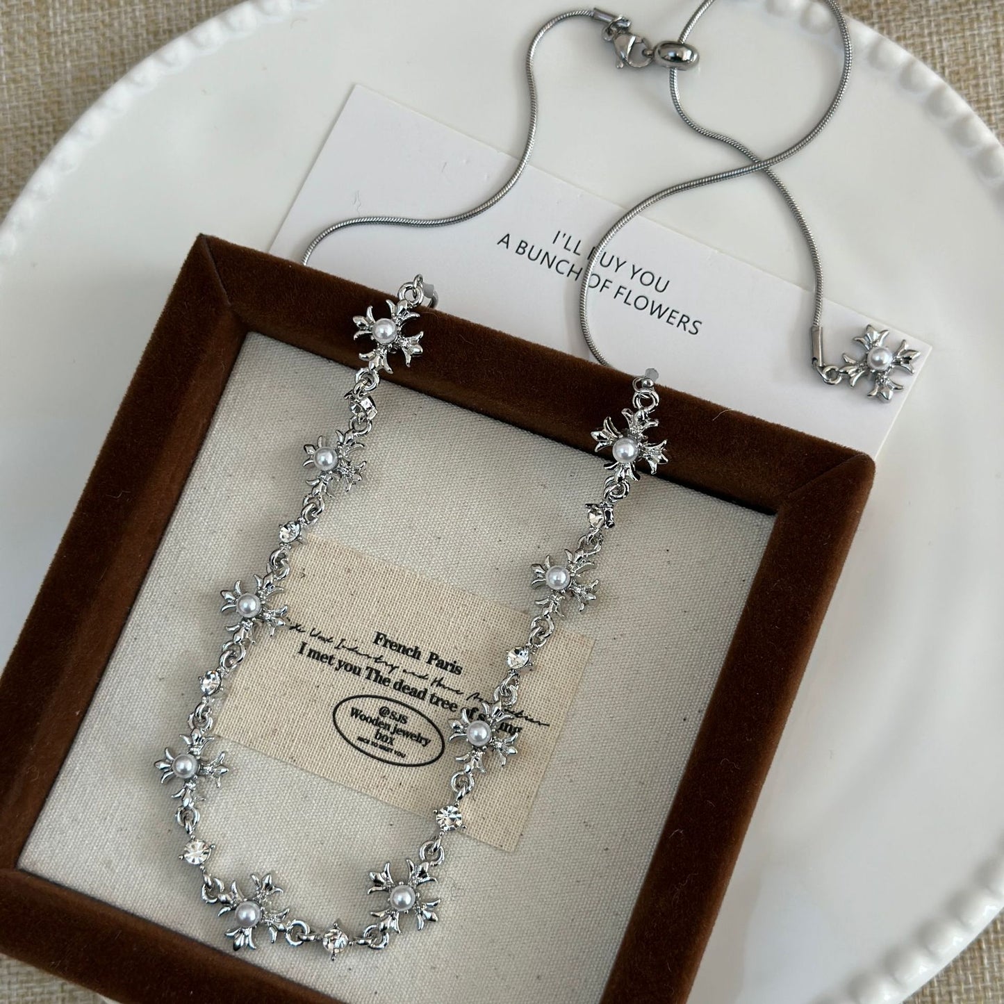 Cross Pearl Zircon Stitching Pull-out Cold Sweet Cool Clavicle Necklace
