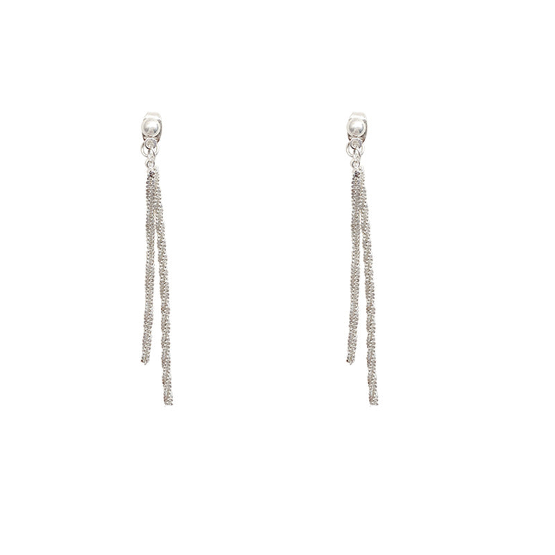 Needle Long Fringe Sparkling Super Shiny Earrings