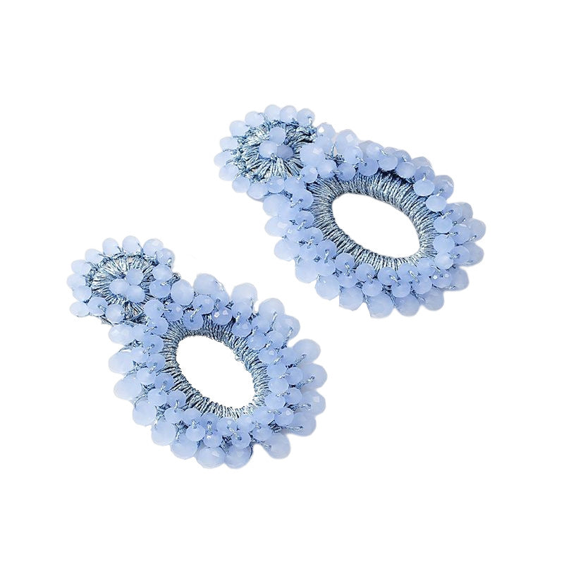 Handmade Bead Female Exaggerated Oval Ear Earrings