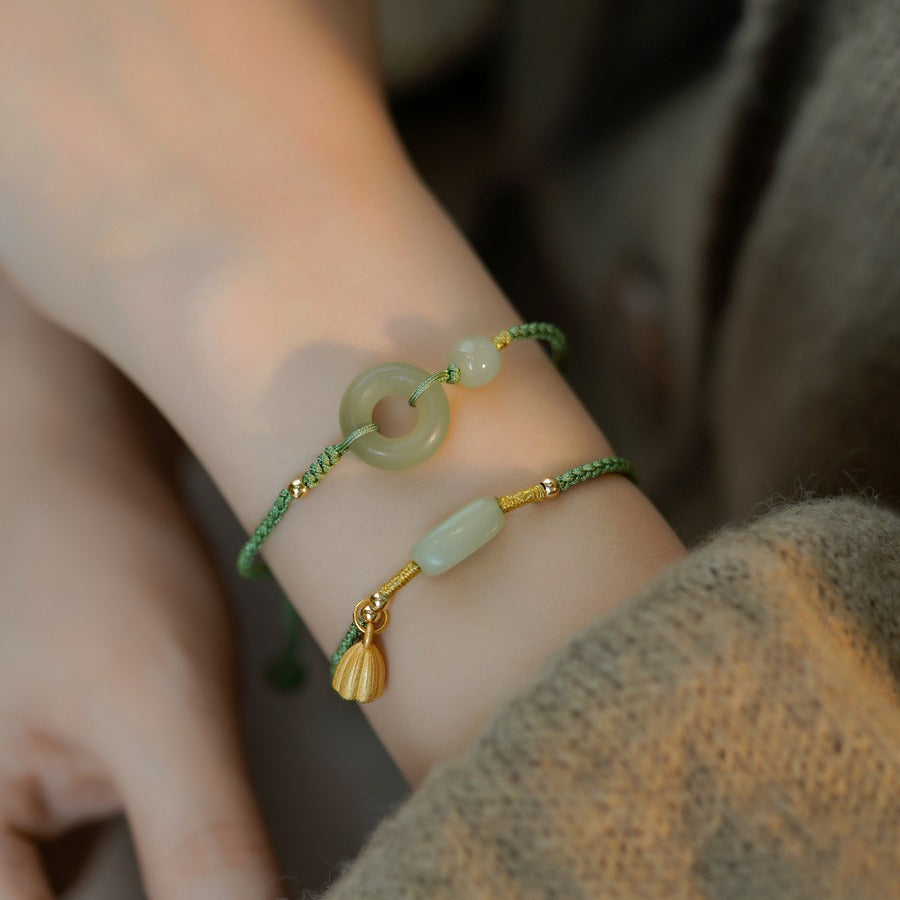 Women's Out China Jade Peace Buckle Carrying Strap Vintage Gift National Bracelets