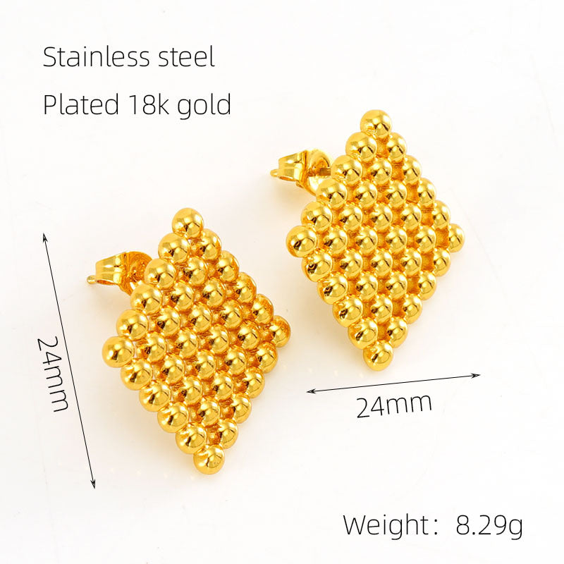 Ball Female Design Stainless Cube Love Earrings