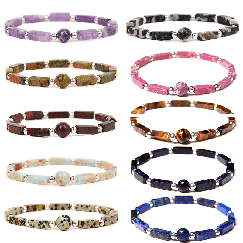 Women's Natural Amethyst Rectangular Simple Fashion Charm Bracelets