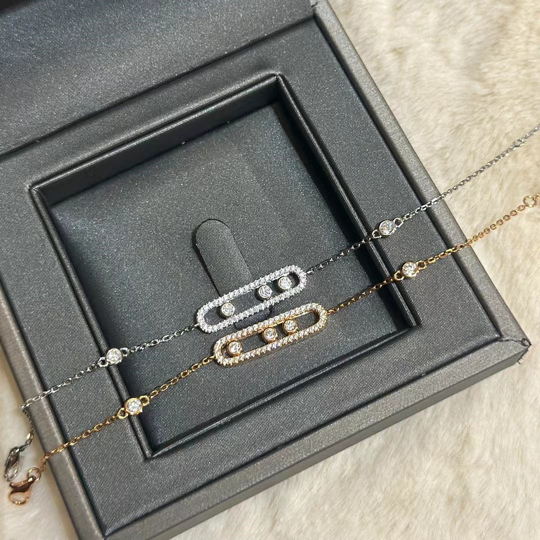 Light Luxury Diamond Three Mobile Female Sliding Geometric V Bracelet