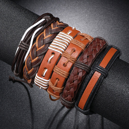 Bracelets créatifs minimalistes en cuir Vintage tissé pour hommes