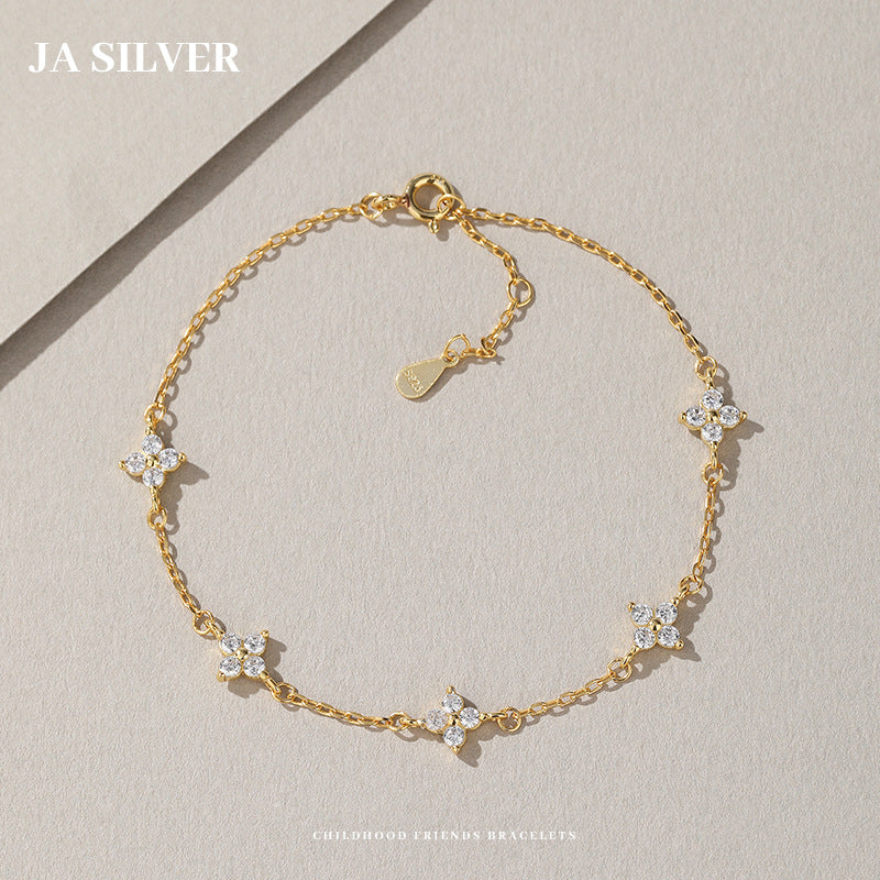 Bracelets de luxe minoritaires Clover Sterling Sier Light pour femmes