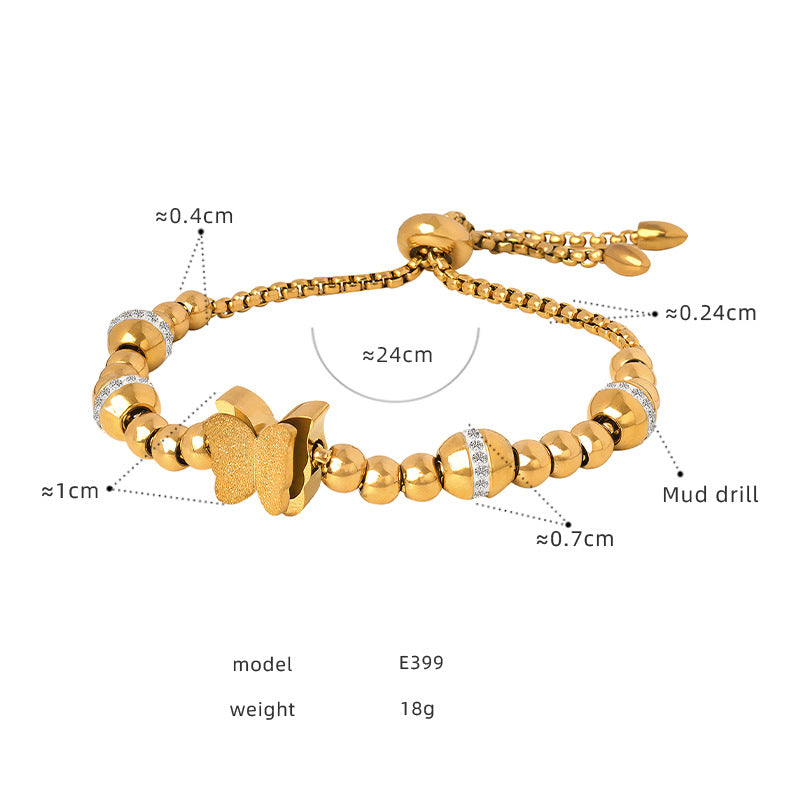 Bracelets en acier titane pour femmes, plein de diamants, perles de Zircon, tendance