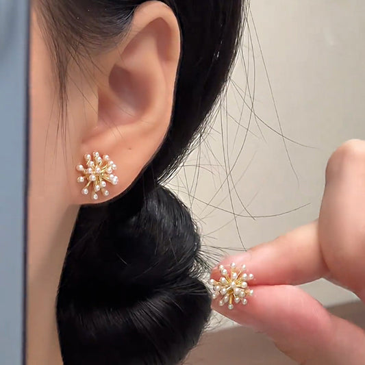 Sier Needle Light Luxury Minority Pearl Stud Earrings