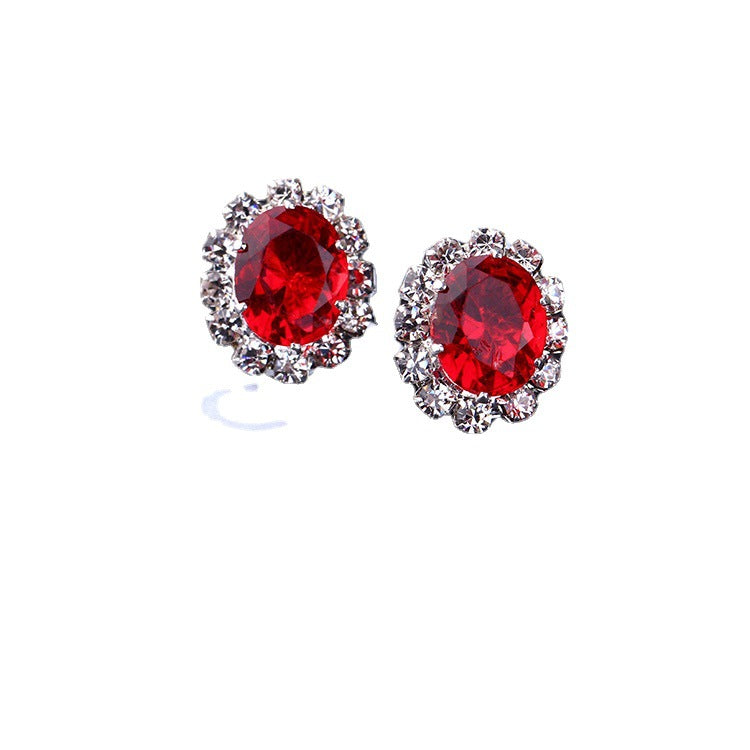 Oval Creative Fashion Rhinestone Shining Diamond Earrings