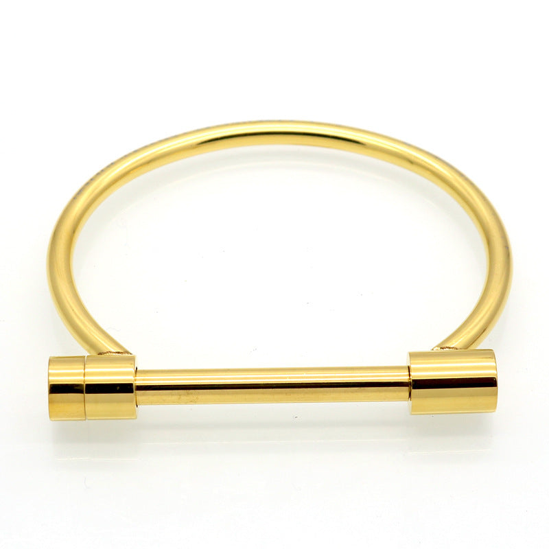 Personality Trendy Titanium Steel Horseshoe Female Vacuum Gold Word Vachette Bracelets