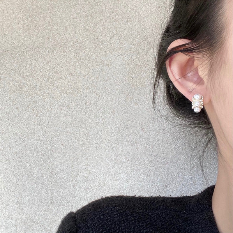 Mosquito Coil No Pierced High-grade Sense Pearl Vintage Flower Ear Clip