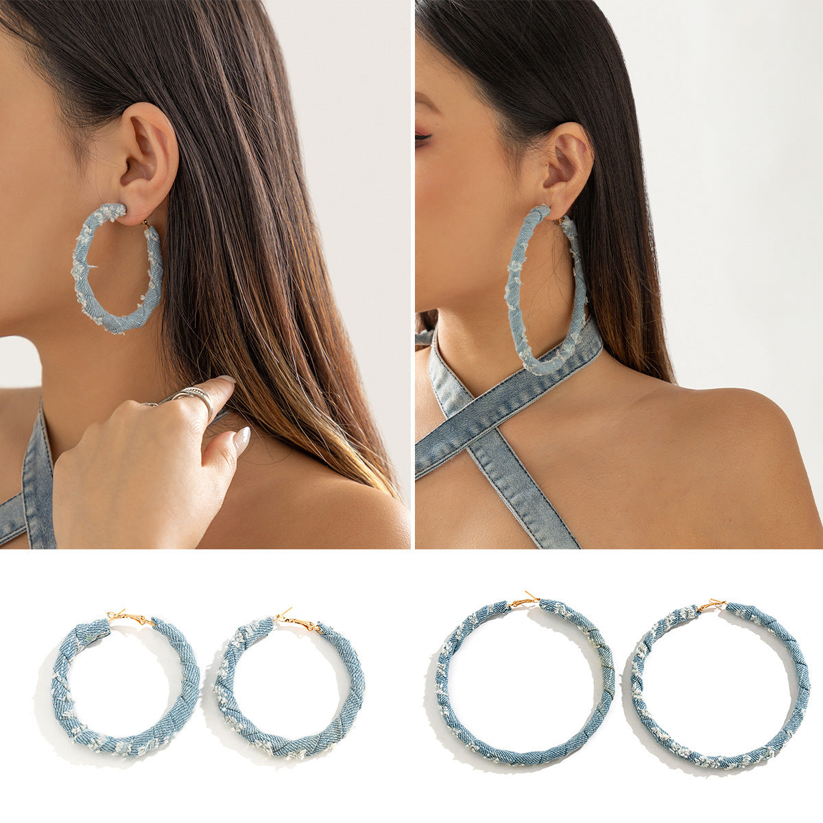 Women's Retro Exaggerated Cowboy Printing Cloth Simple Winding Rings