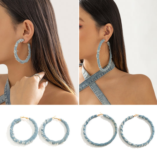 Women's Retro Exaggerated Cowboy Printing Cloth Simple Winding Rings