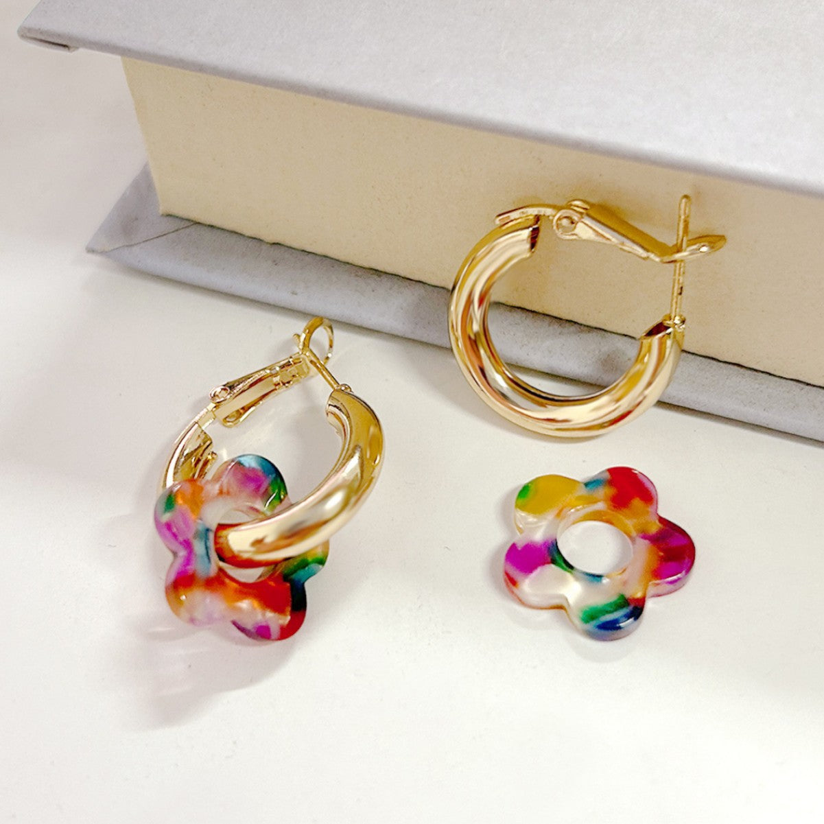 Women's Fashion Beautiful Flowers For Niche Design Colorful Rings
