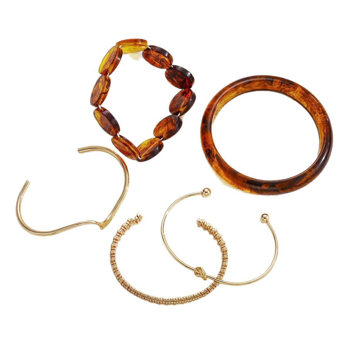 Stitching Round Metal Texture Glossy Hug Spring Bracelet