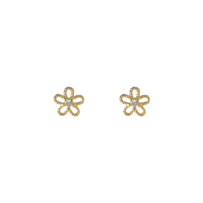 Zircon Small Flower Sier Needle Plated Simple Indie Earrings