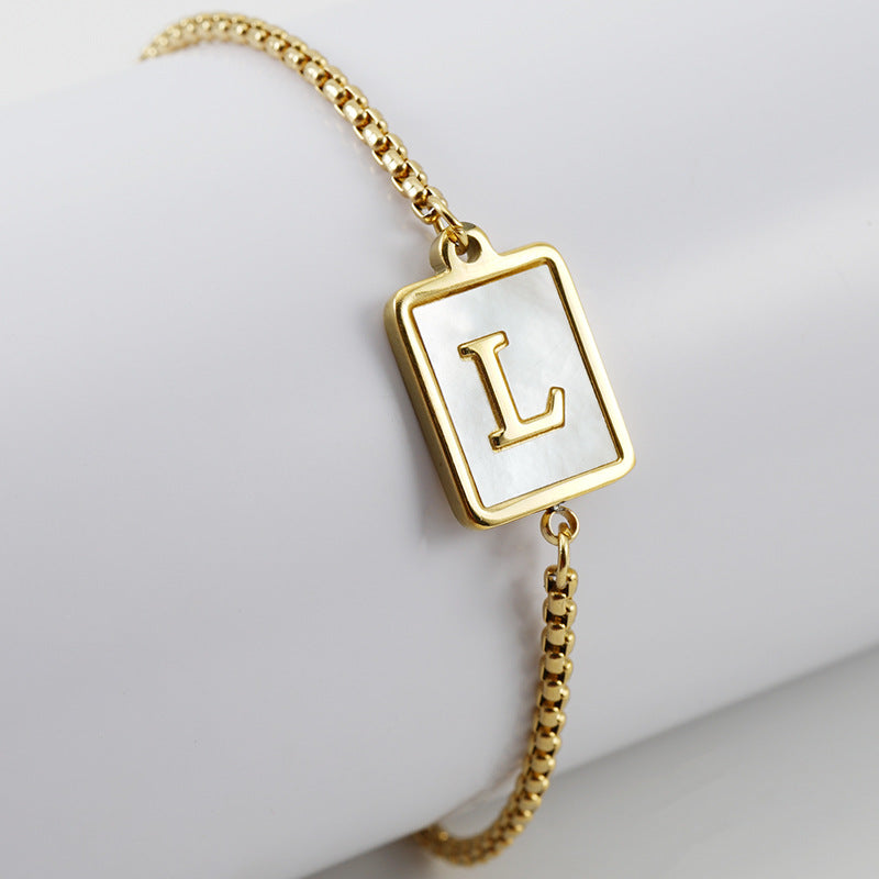 Shell Letter Lala Female Stainless Square Bracelets