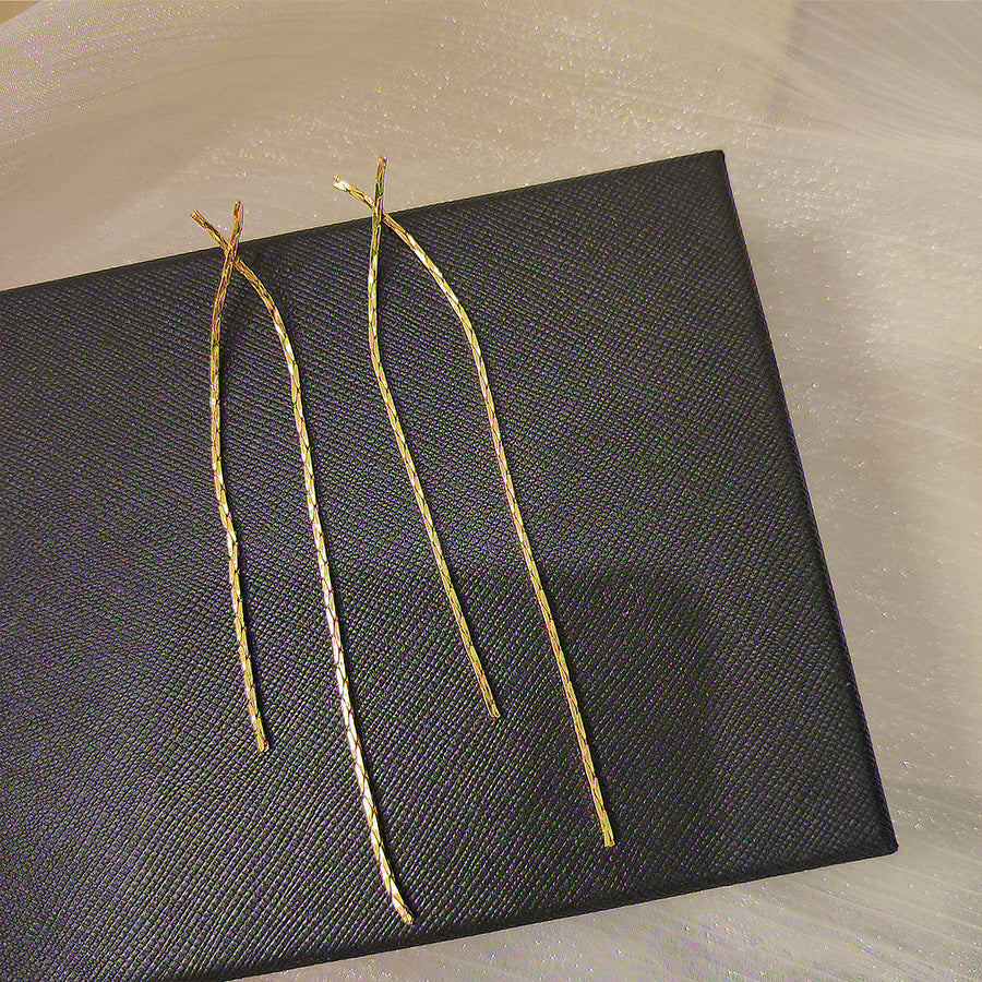 Women's Sier Needle Tassel Cross Graceful Geometric Earrings