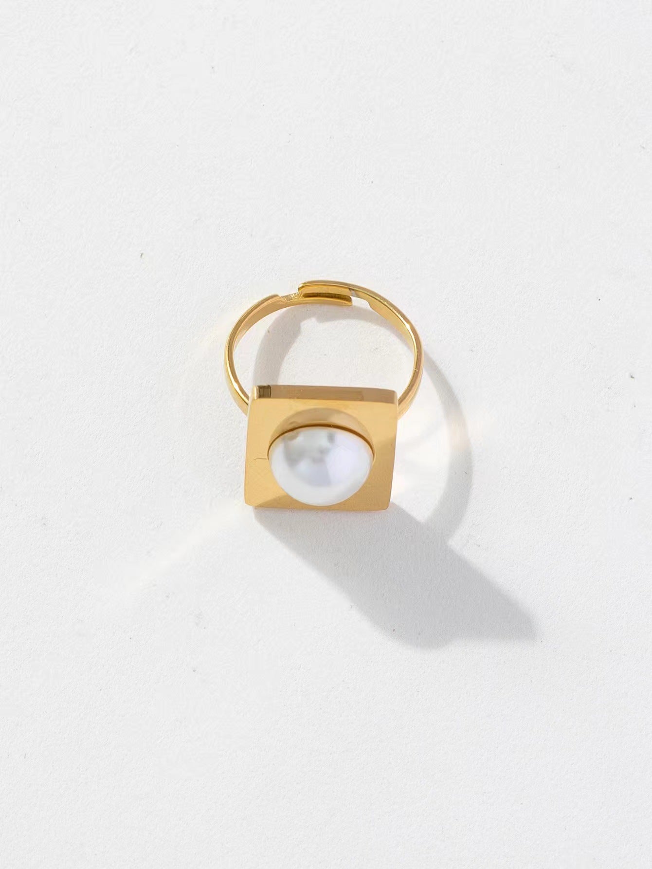 Geometric Square Pearl Titanium Steel No Jewelry Set