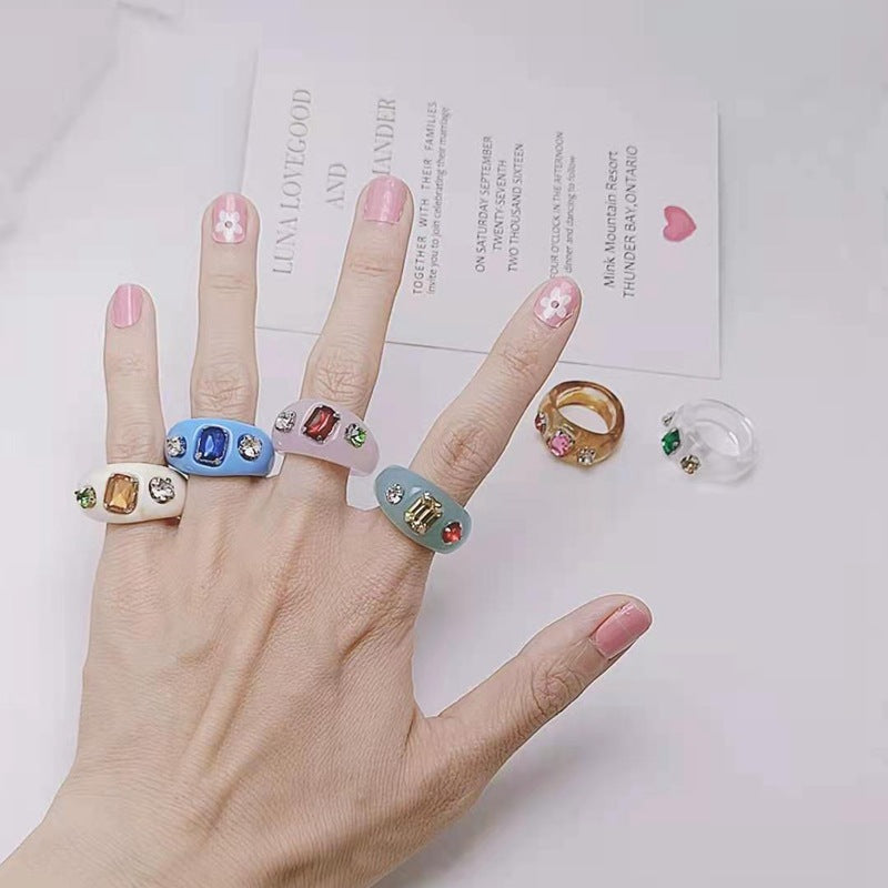 Female Resin Acrylic Jelly Color Personalized Ring
