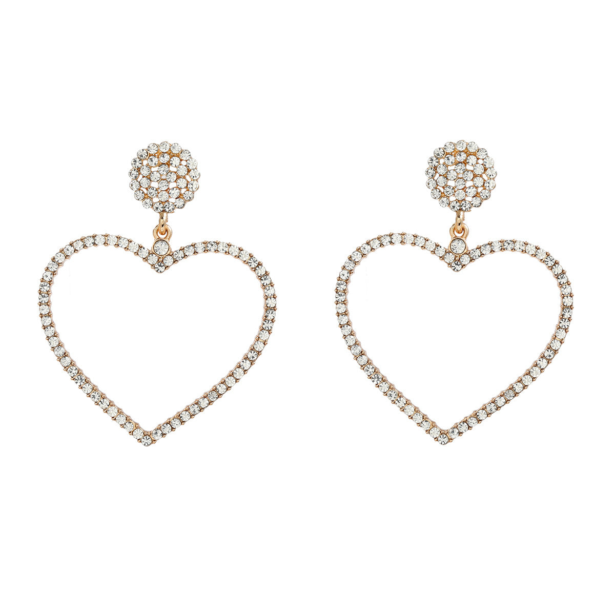 Heart Shape Full Diamond Female Exaggerated Earrings