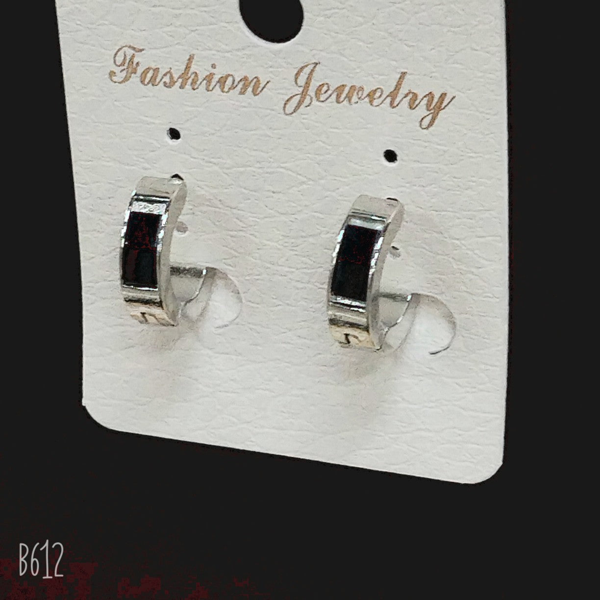 Men's Cross Five-pointed Star Black Zircon Stainless Steel Stud Earrings
