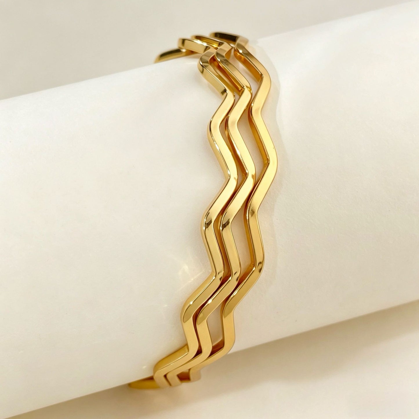 Stackable Stainless Steel Square Thread Twist Bracelet
