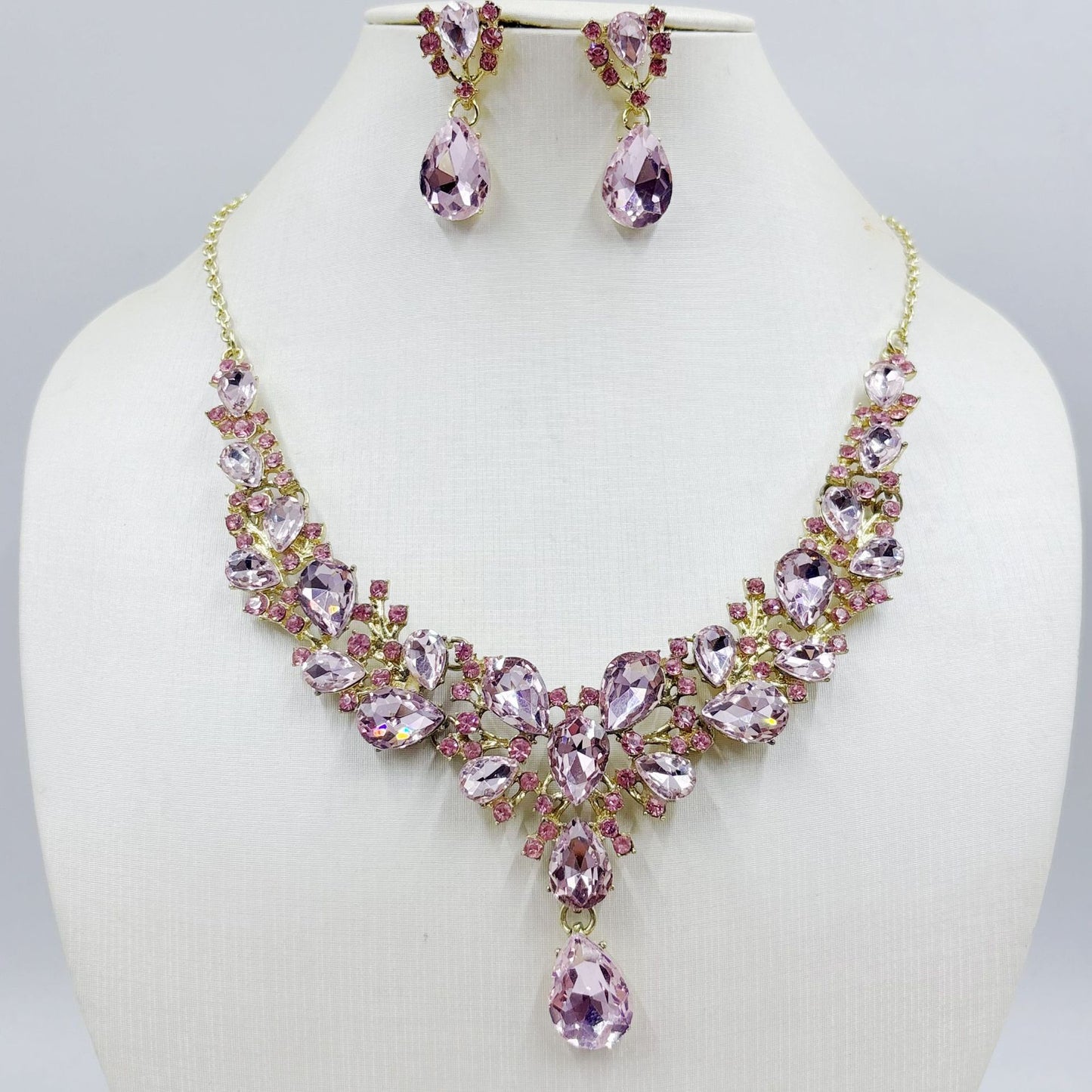 Water Drop Super Bridal Banquet Three-piece Zircon Gem Short Jewelry Set