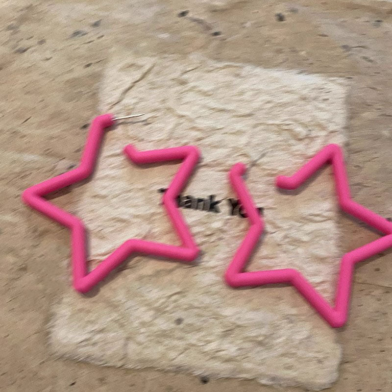 Hot Preppy Girly Style Candy Color Five-pointed Star Fashion Earrings