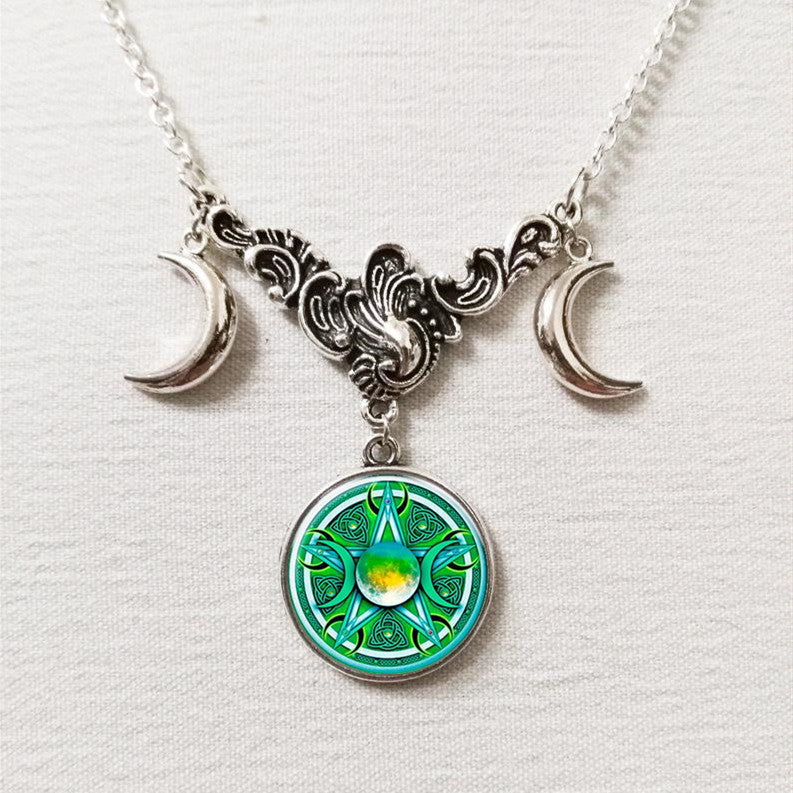 Triple Moon Sier Full And Small Necklaces