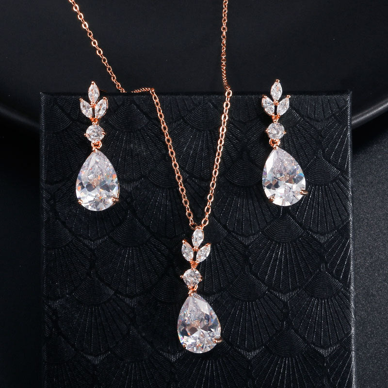 Bridal Formal Dress Fashion Water Drops Zircon Earrings
