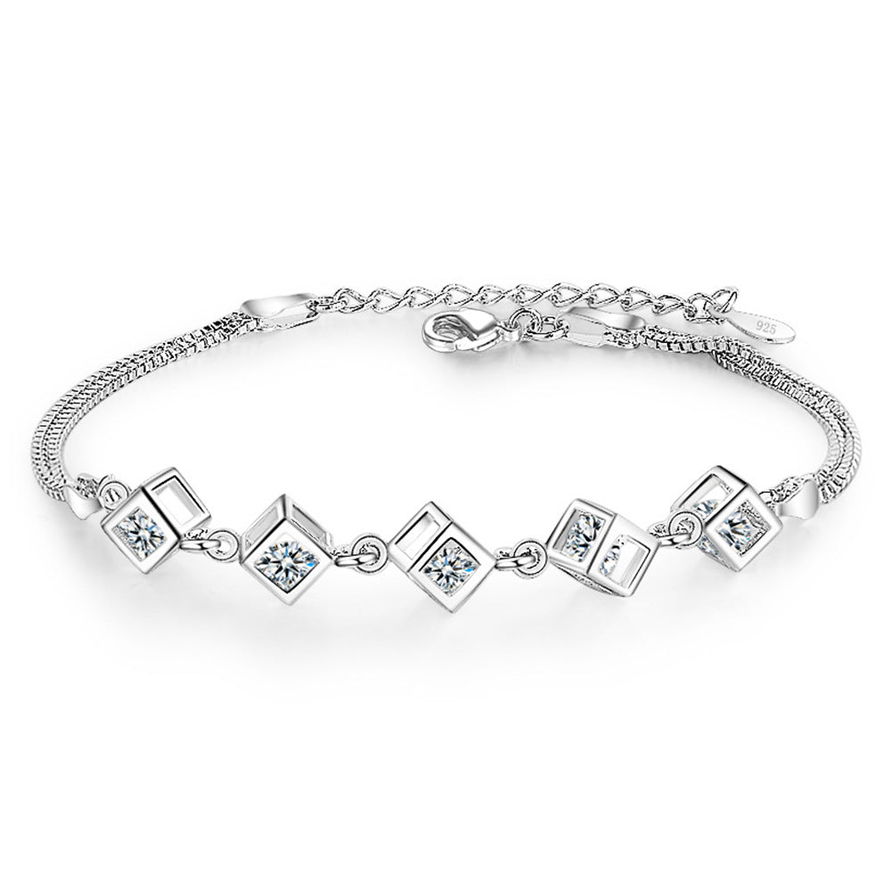 Women's Zircon Square Geometric For Love Cube Crystal Bracelets