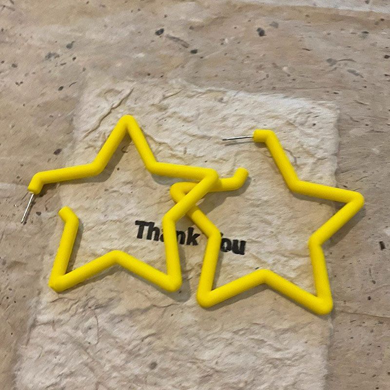 Hot Preppy Girly Style Candy Color Five-pointed Star Fashion Earrings