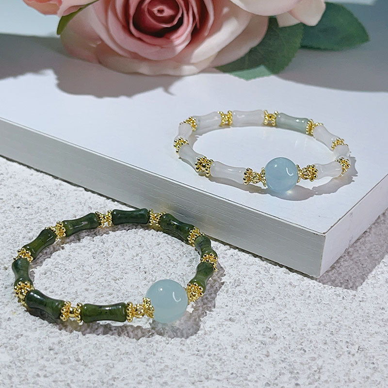 Bracelets en Jade du sud Cui rétro simples pour femmes, perles porte-bonheur