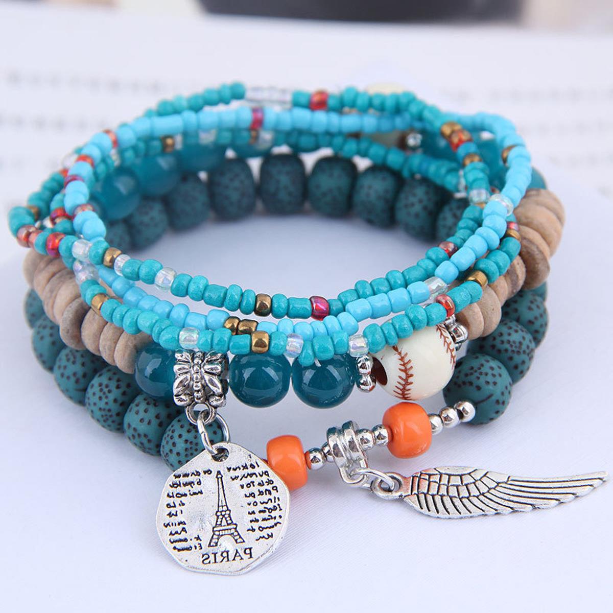 Bracelets en alliage de lettres d'ailes d'ange de style ethnique