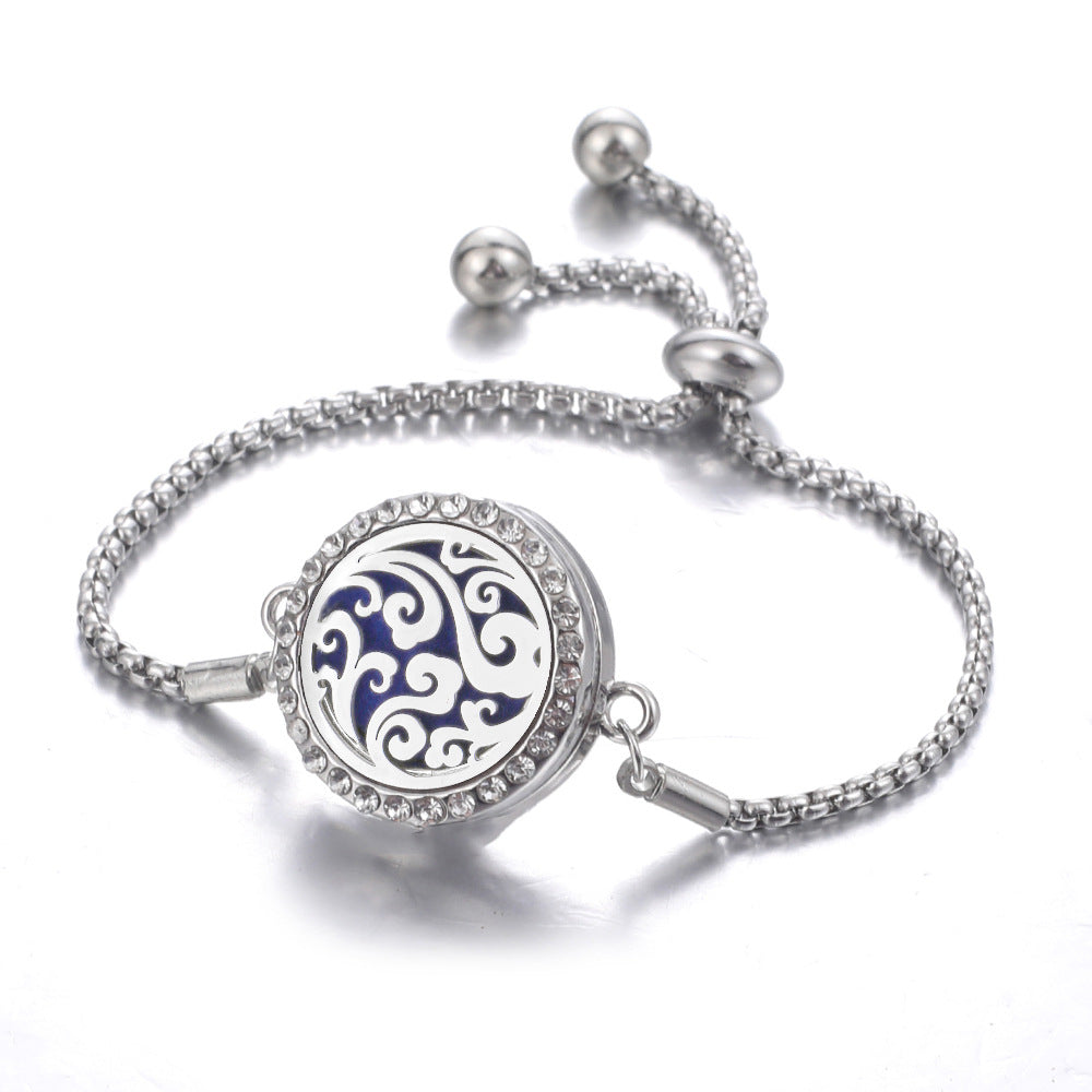 Steel Hollow Oil Lucky Tree Open Box Bracelet
