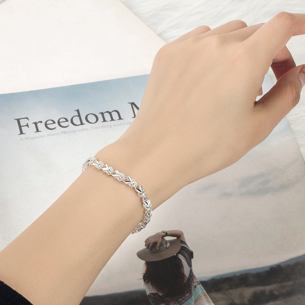 Summer Female Design Sier Plated Hand Bracelets