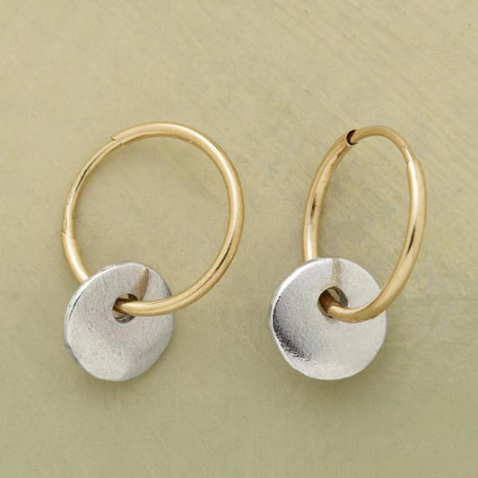 Comfortable Fashion Simple Circle Two-color Electroplated Earrings