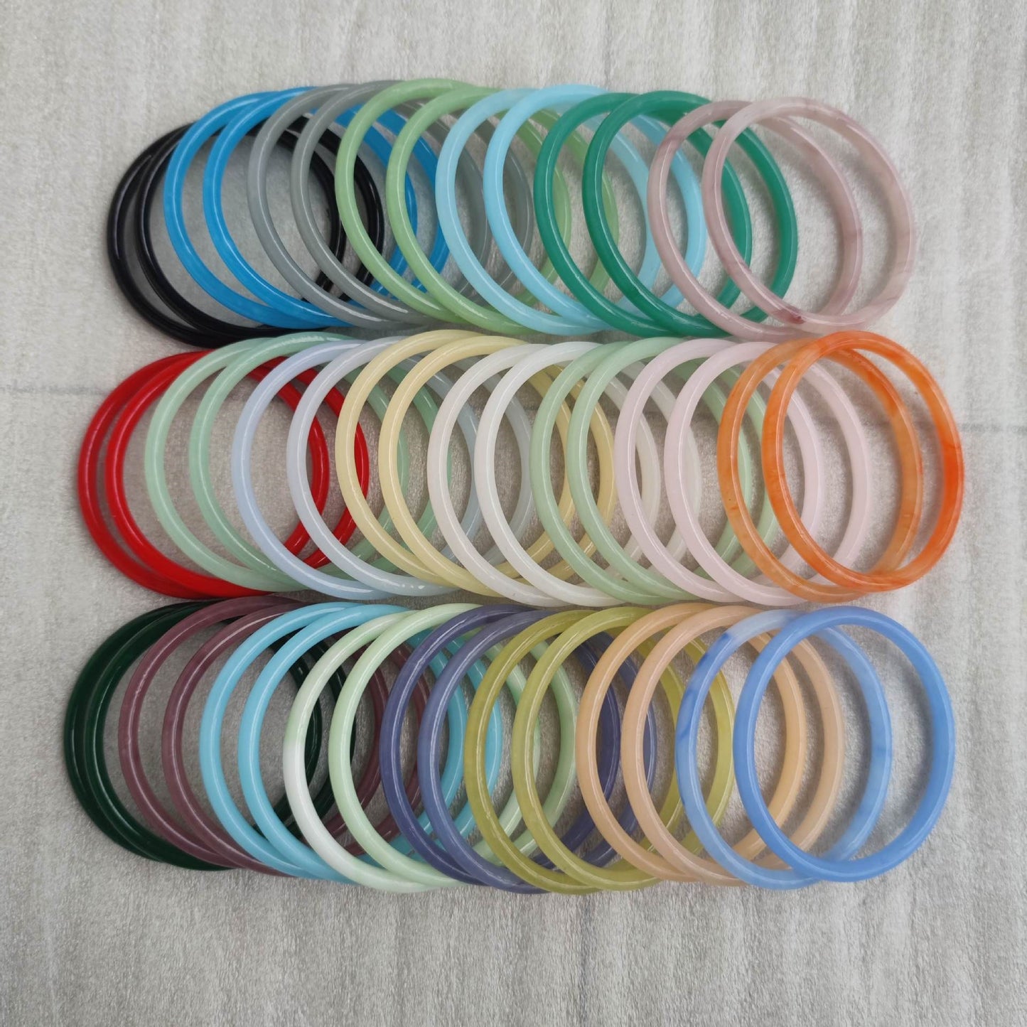 Transparent Glass Imitation Jade Jingle Round Bar Ancient Style Versatile Bracelet