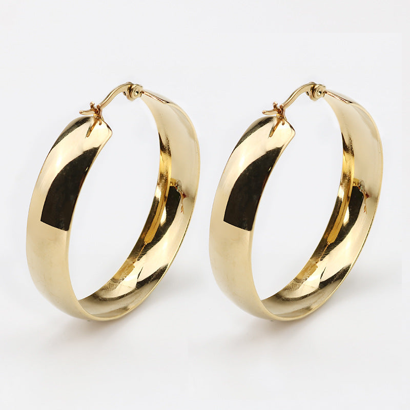 Women's Stylish Simple Personality Trendy High Profile Large Titanium Steel Clip Ear Buckle