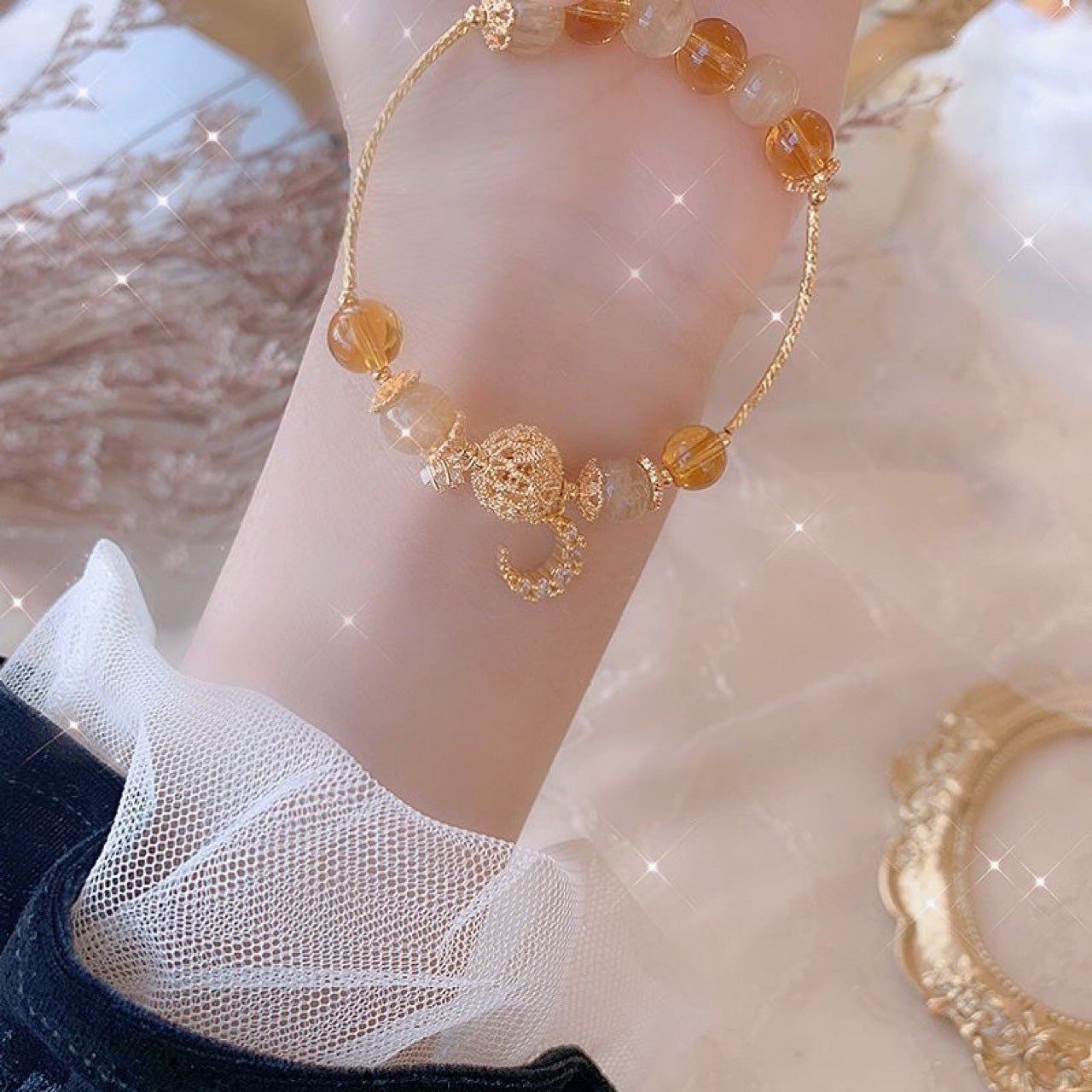 Piezoelectric Artificial Citrine Female Style French Retro Bracelets