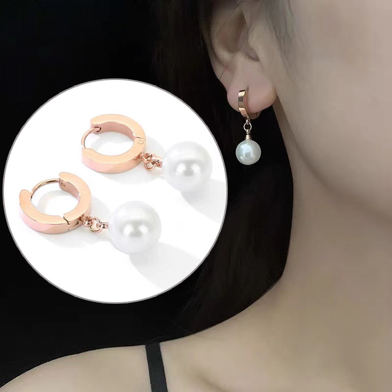 Women's Creative Titanium Steel Ear Short Temperamental Stud Earrings