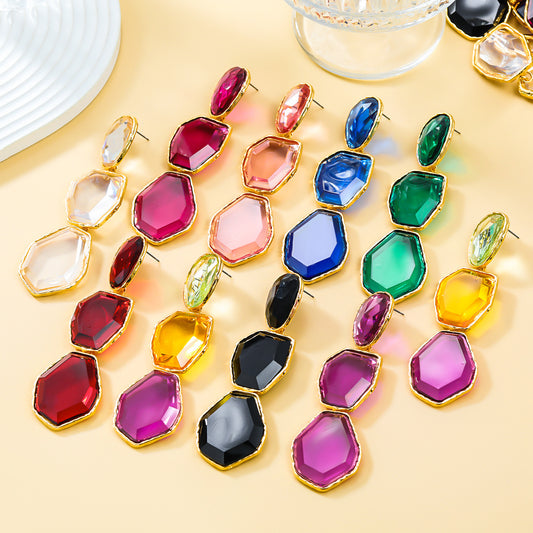 Women's Trendy Geometric Alloy Resin Bohemian Party Earrings