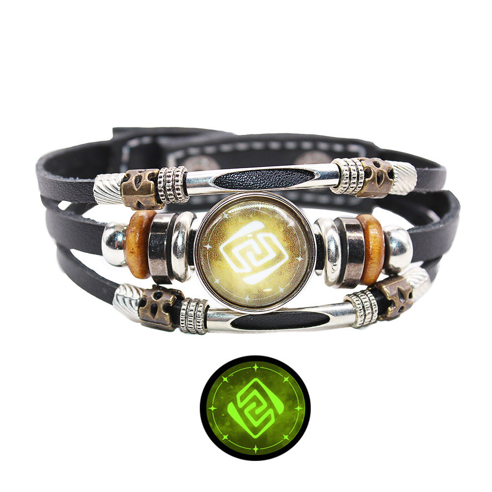 Women's & Men's & Original God Peripheral Time Stone Black Bracelets