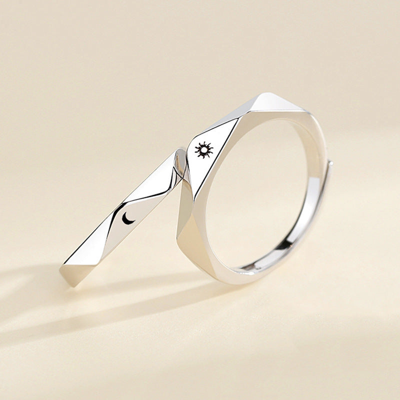 Women's & Men's & Rhombus Sun And Moon Couple Rings