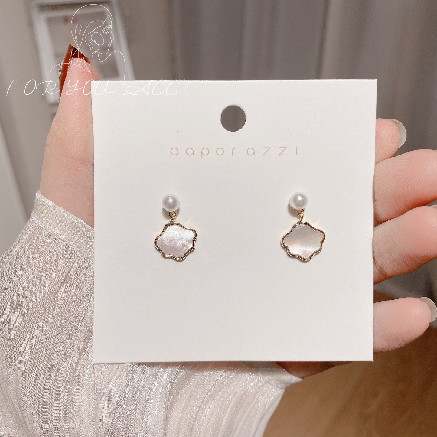 Personality Pearl Female Temperament Sier Pin Earrings