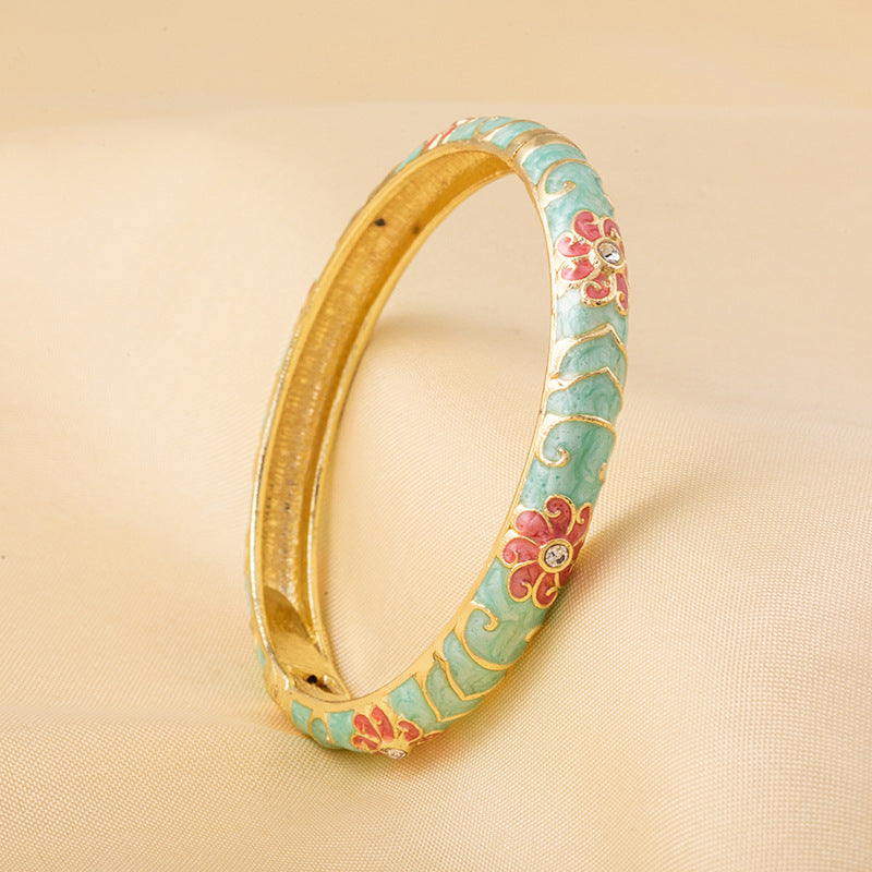 Cloisonne Enamel Fine Floral Vintage Drop Bracelet